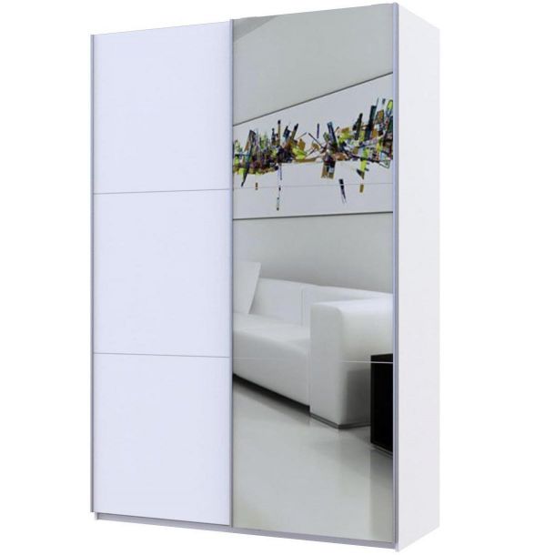 Шкаф купе G-Caiser 1 ДСП / 1 зеркало / 3 части 160х60х240 Белый, Белый (127847147) в Украине