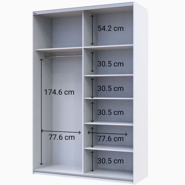 Шкаф купе G-Caiser 1 ДСП / 1 зеркало / 3 части 160х60х240 Белый, Белый (127847147) фото
