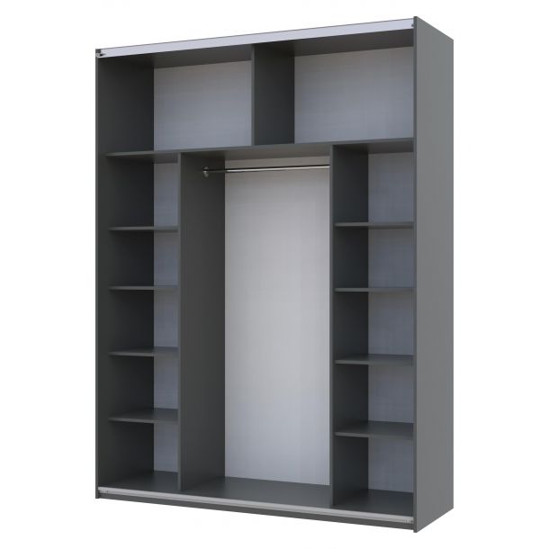 Шкаф купе G-Caiser 1 ДСП / 1 зеркало 180х60х240 Графит, Дуб Эвок (127847997) с доставкой