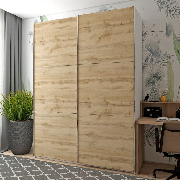 Шафа купе G-Caiser 2 ДСП / 3 частини 180х60х240 Білий, Дуб Евок (127830145) фото