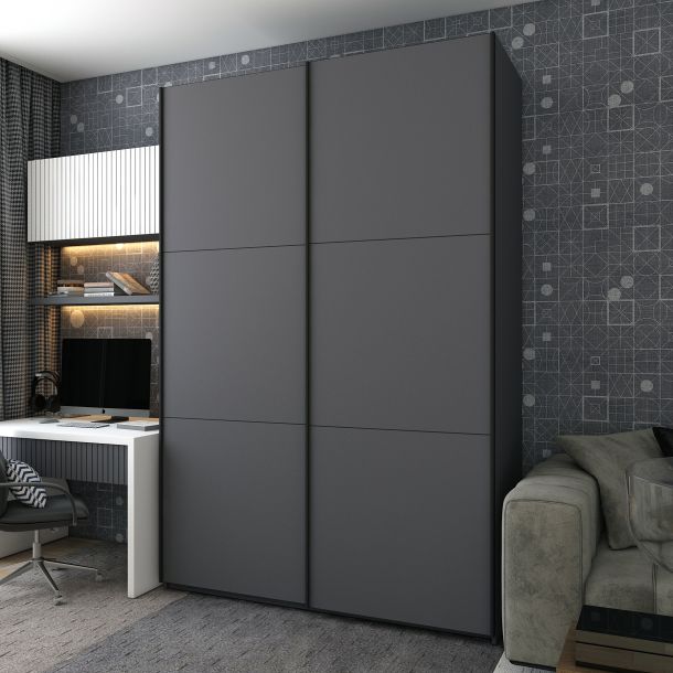 Шафа купе G-Caiser 2 ДСП / 3 частини 180х60х240 Графіт, Графіт (1271175572) фото
