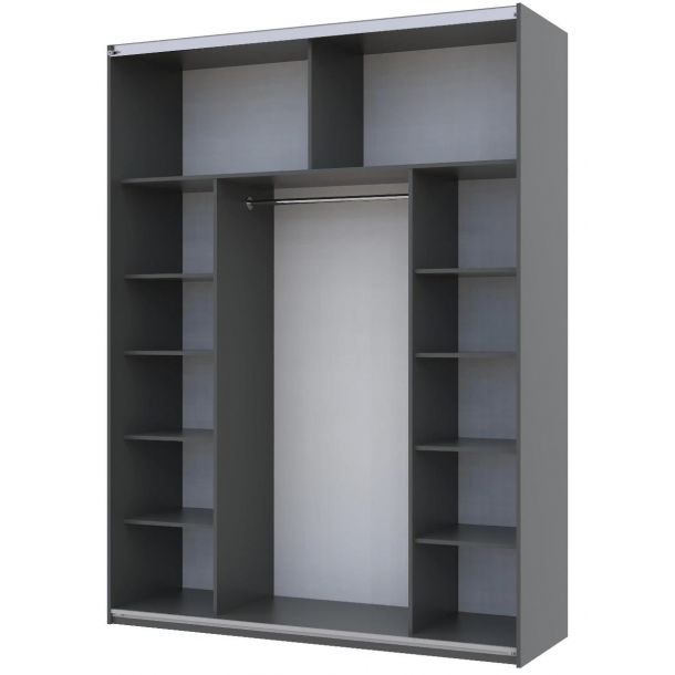 Шкаф купе G-Caiser 2 Стекла / 3 части 180х60х240 Графит (127847391) в Украине