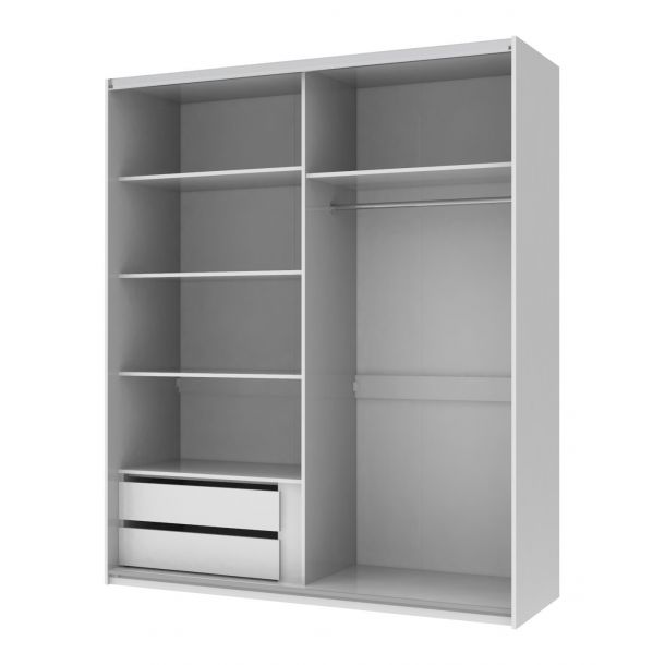 Шкаф купе L-Caiser 2 ДСП с ящиками 180х60х213 Белый, Дуб клондайк (127850043) в Украине