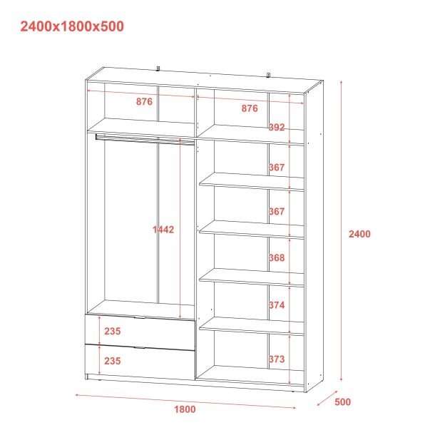 Шкаф Лукас 180х50х240 Дуб сонома (1271470557) в интернет-магазине