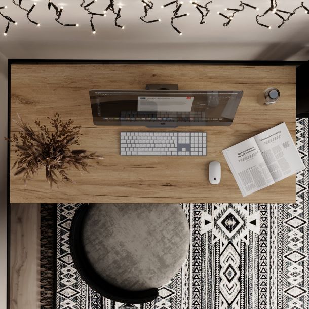 Стіл Brevity Loft Standart 140х67 ДСП Дуб крафт золотий, Чорний (931380290) в Украине