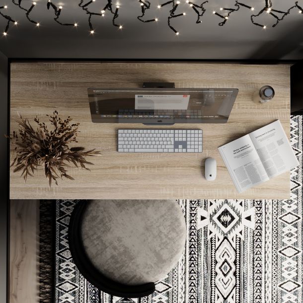 Стіл Brevity Loft Standart 140х67 ДСП Дуб Сонома, Білий (931380296) в Украине