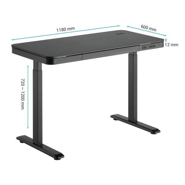 Стол OfficePro ODE111 118x60 Black, Black (1311154719) фото