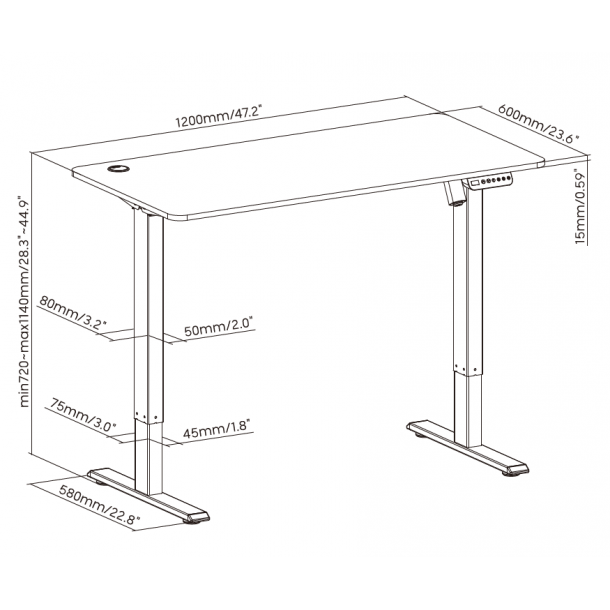 Стіл OfficePro ODE605B 120x60 Black (1311154717) фото