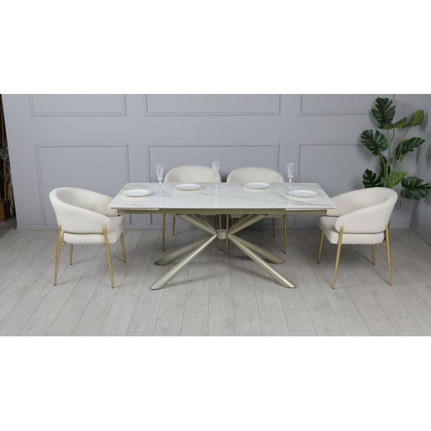 Стол Рим 180x90 Белый глянец, Шампань (731488351) в интернет-магазине