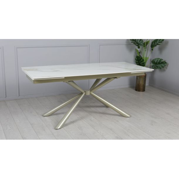 Стол Рим 180x90 Белый глянец, Шампань (731488351) kupistul