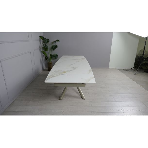 Стол Рим 180x90 Белый глянец, Шампань (731488351) недорого