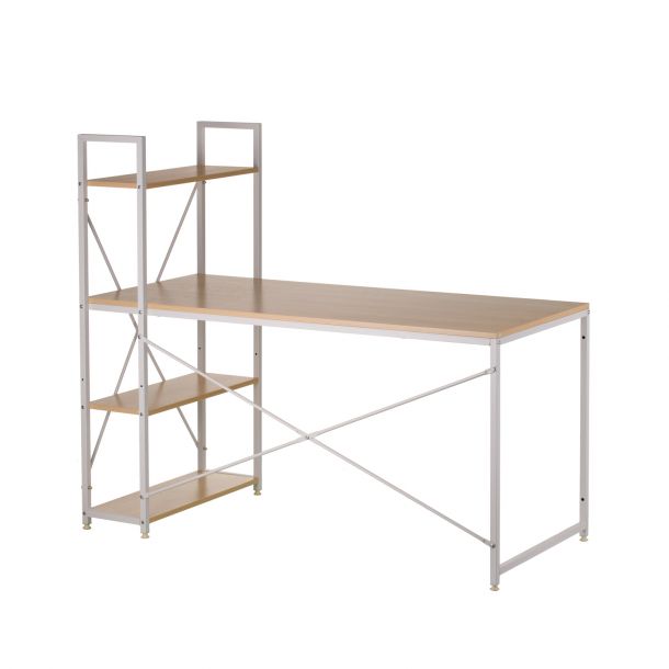 Стол с стеллажом Cross 140x60 White, Beige (26512417) дешево