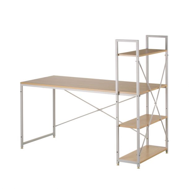 Стол с стеллажом Cross 140x60 White, Beige (26512417) недорого