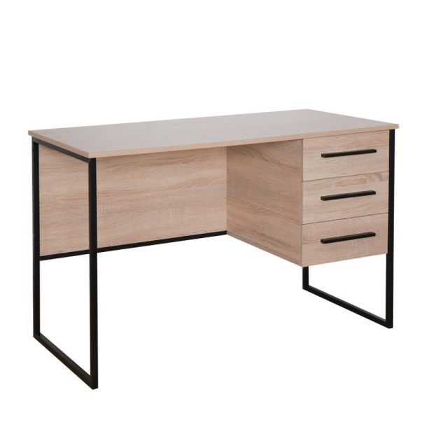 Стіл Універ 6 120x70 з тумбою справа Дуб Сонома, Чорний (68476339) с доставкой