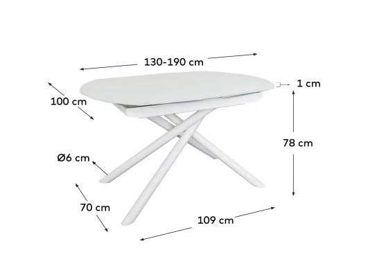 Стол VASHTI 130х100 Белый (90935746) купить