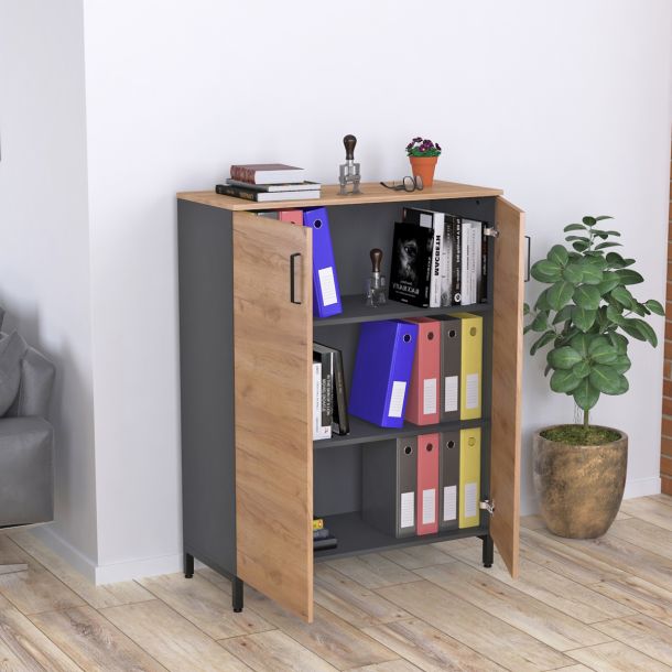 Тумба LT-90x120 Антрацит, Дуб Крафт золотой (591460301) с доставкой