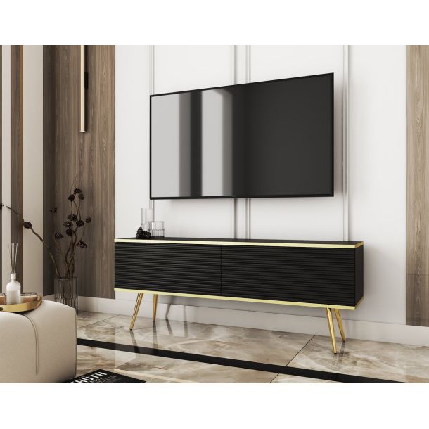 Тумба под телевизор Oro RTV135 MDF Черный, Золотой (1321469731) с доставкой