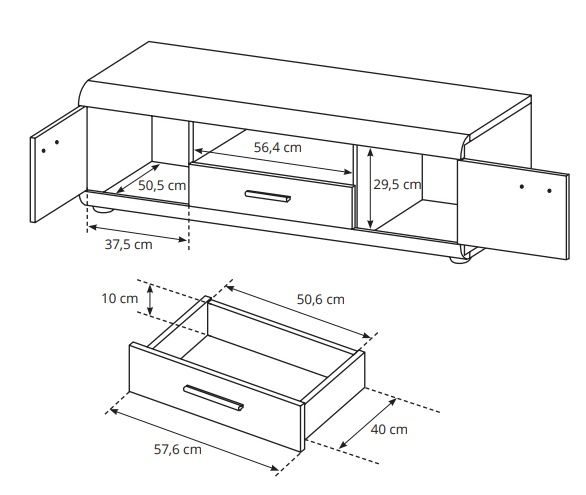 Тумба под ТВ Link 2D1S/140 Дуб Сонома (1321470515) в интернет-магазине