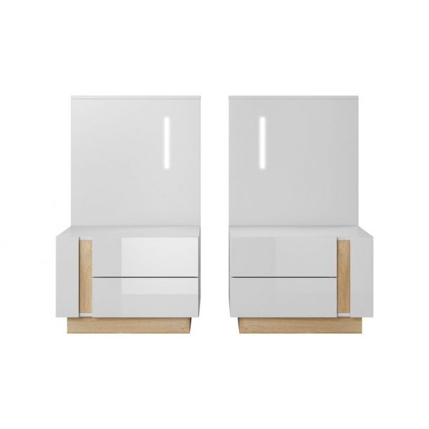 Тумби приліжкові з LED Marco 2S/60 Білий Глянець , Дуб Грандсон (132936420) с доставкой
