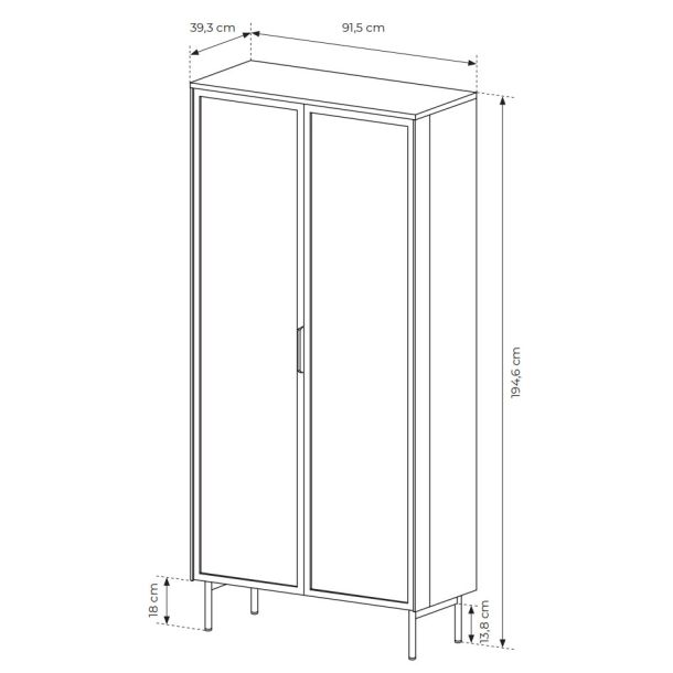 Витрина высокая Lumi 2D2S/91 с подсветкой Кашемир (1321485390) купить