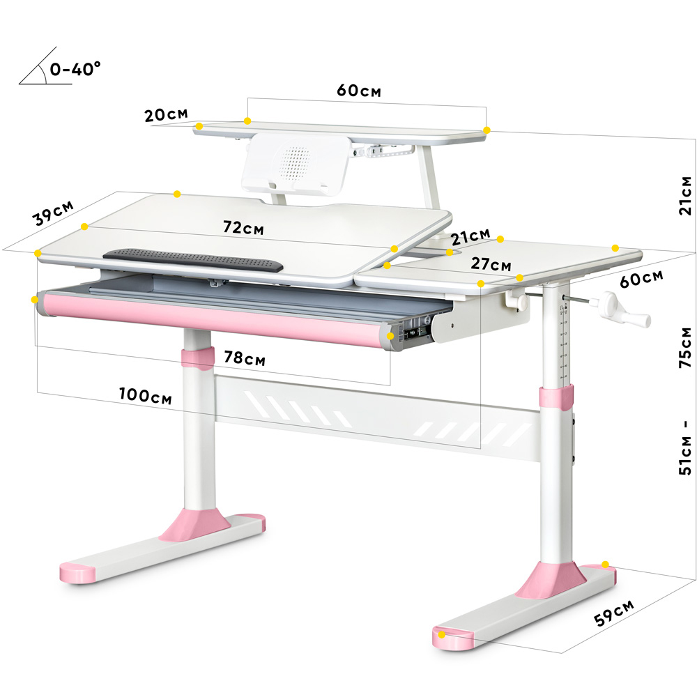 Дитячий стіл Ergokids TH-320 100х66 Білий, Рожевий (111470397) недорого