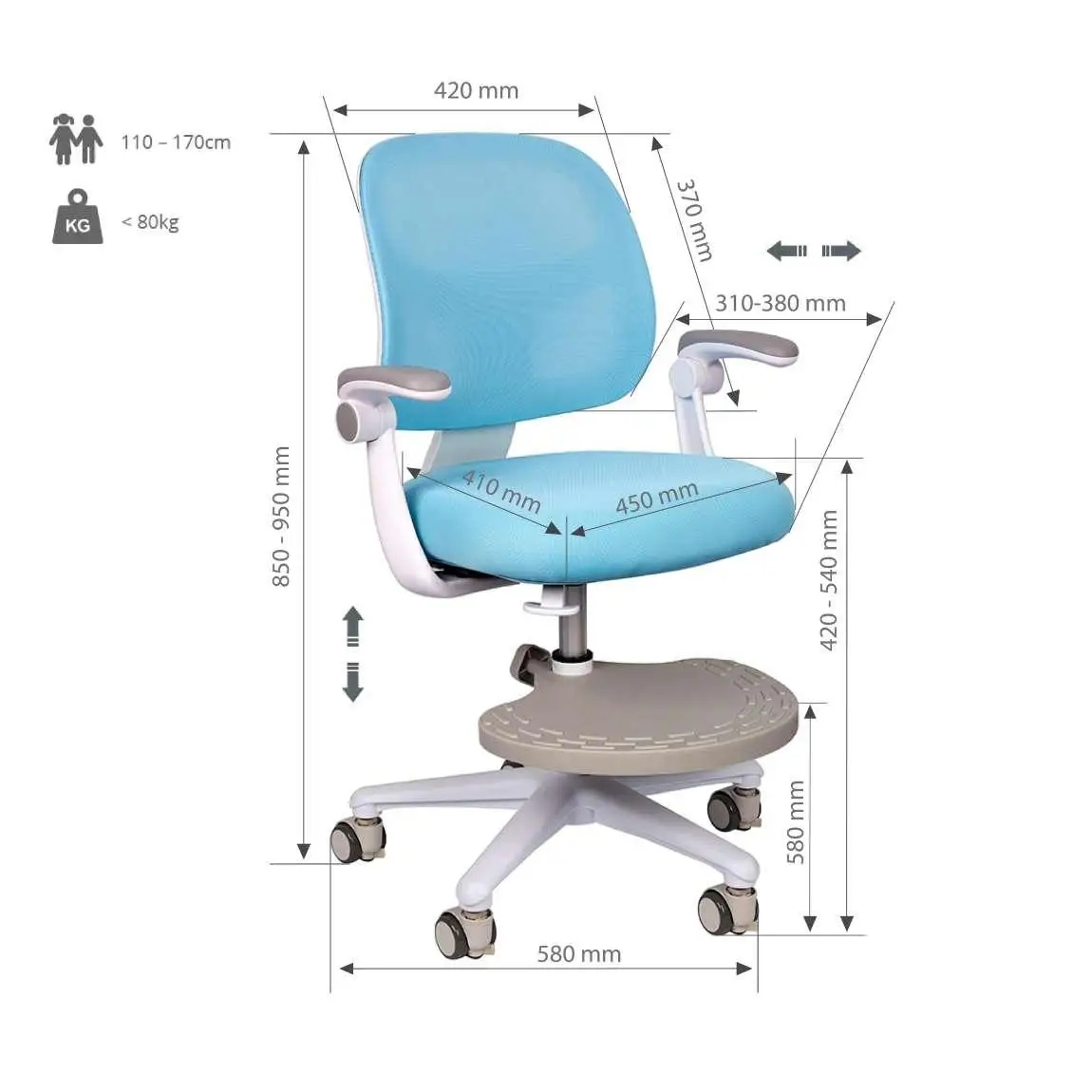 Детское кресло Cubby Marte с подлокотниками Blue (1771478530) в Украине