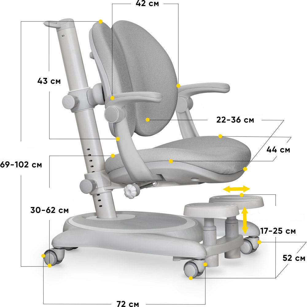 Детское кресло Mealux Ortoback Duo Y-510 Plus Серый, Серый (111470150) недорого