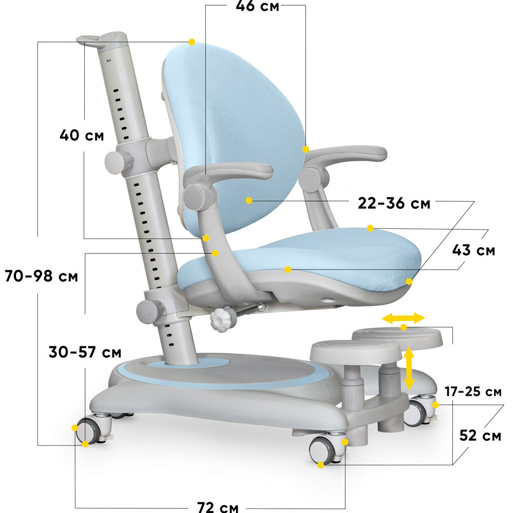 Дитяче крісло Mealux Ortoback Y-508 Plus Блакитний, Сірий (111470114) недорого