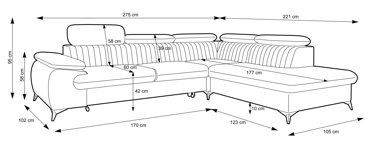 Диван угловой раскладной Belt L Castel 74 (1321461301) kupistul