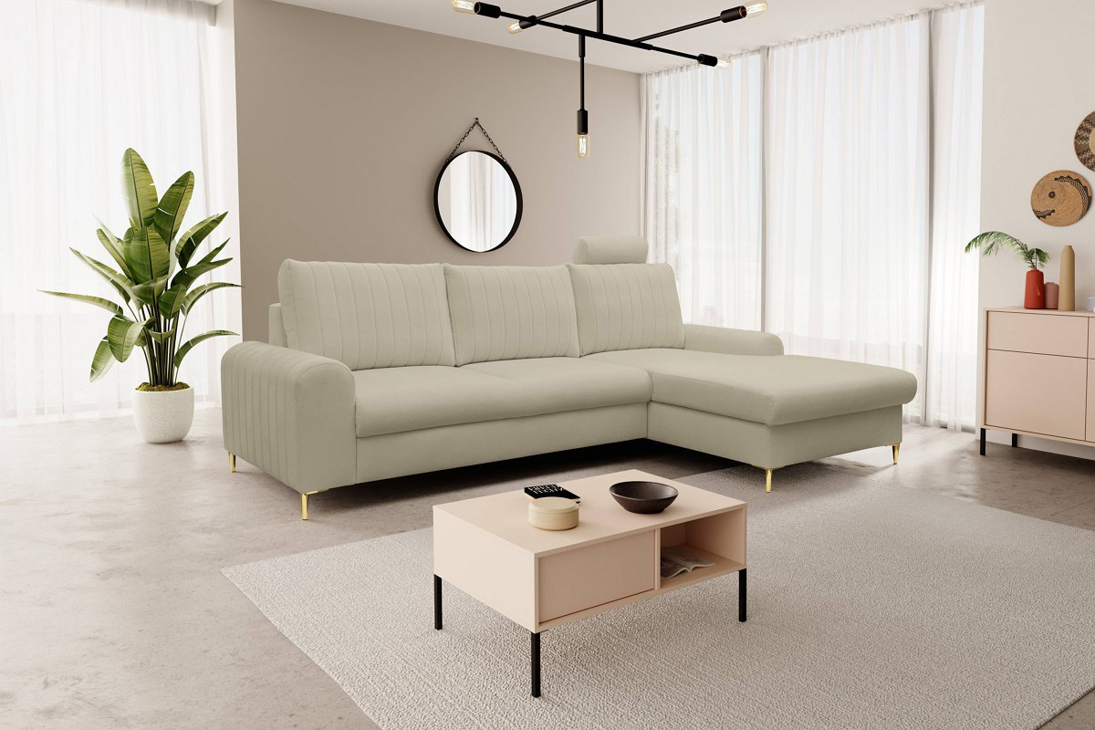 Диван кутовий розкладний MONACO Right Loft-02-Beige, Золотий (1321486061) в интернет-магазине