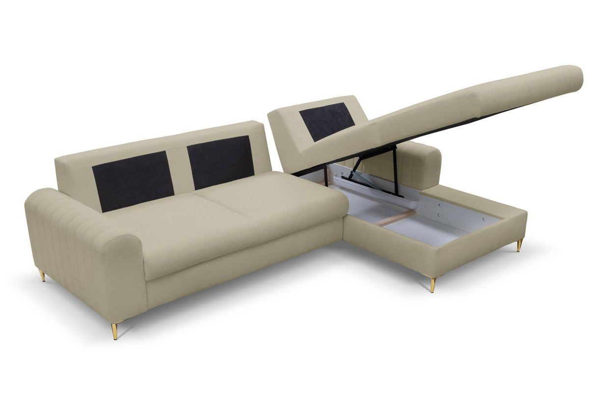 Диван кутовий розкладний MONACO Right Loft-02-Beige, Золотий (1321486061) дешево
