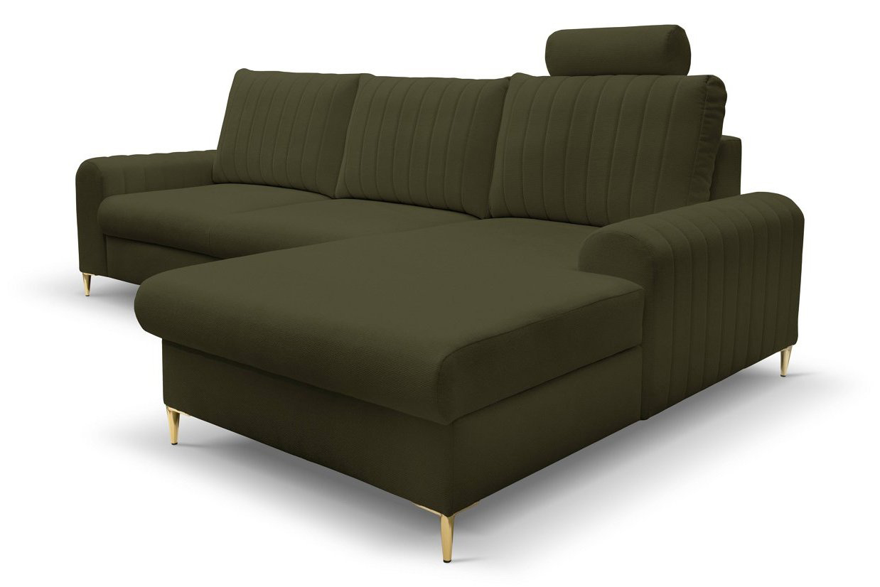 Диван кутовий розкладний MONACO Right Loft-10-Olive, Золотий (1321486069) недорого