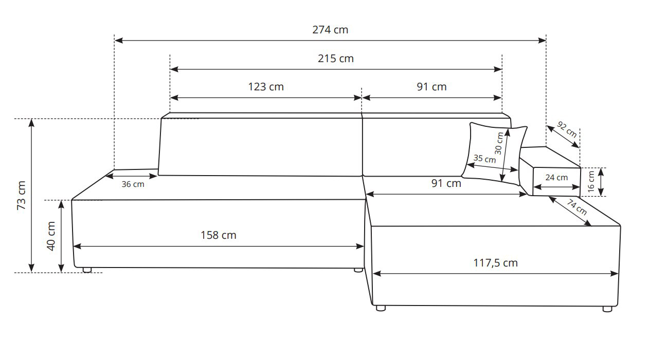 Диван кутовий розкладний TILIA Right Dunbar-40 (1321486947) дешево