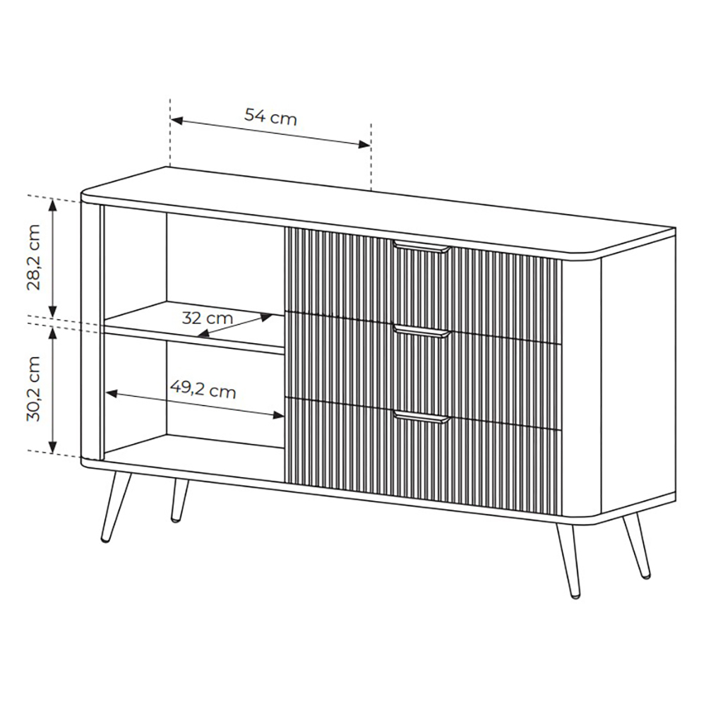Комод Lante 1D3S/138 Білий, Чорний (1321488065) в интернет-магазине