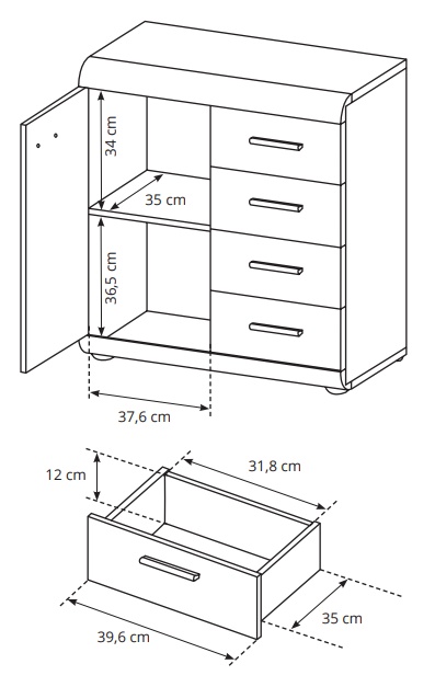 Комод Link 1D4S/80 Дуб Сонома (1321470519) недорого
