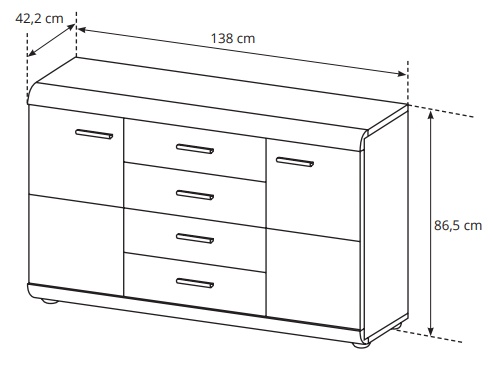 Комод Link 2D4S/140 Дуб Сонома (1321470518) недорого