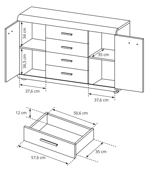 Комод Link 2D4S/140 Дуб Сонома (1321470518) дешево