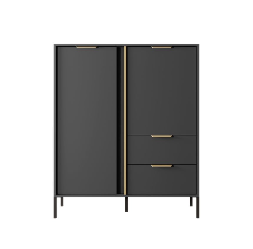 Комод високий Clars 2D2S/104 Антрацит, Золотий (132936680) недорого