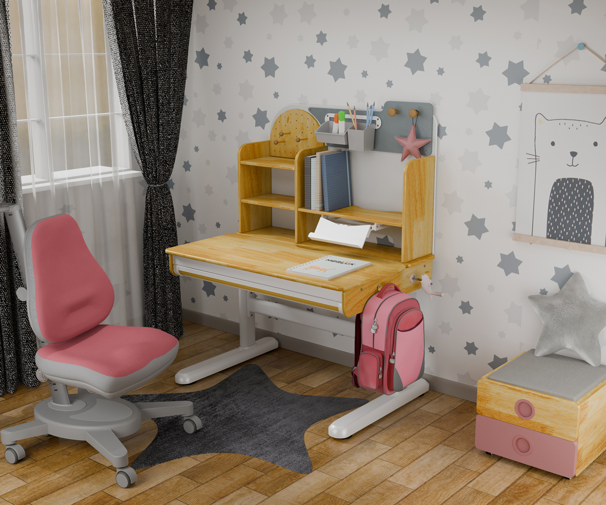 Комплект детский L Mealux Cтол Timberdesk Wood S Onyx Розовый, Розовый (111473447) дешево
