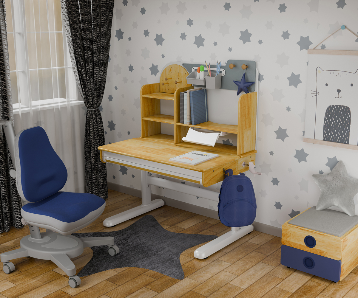 Комплект детский L Mealux Cтол Timberdesk Wood S Onyx Синий, Синий (111473446) недорого