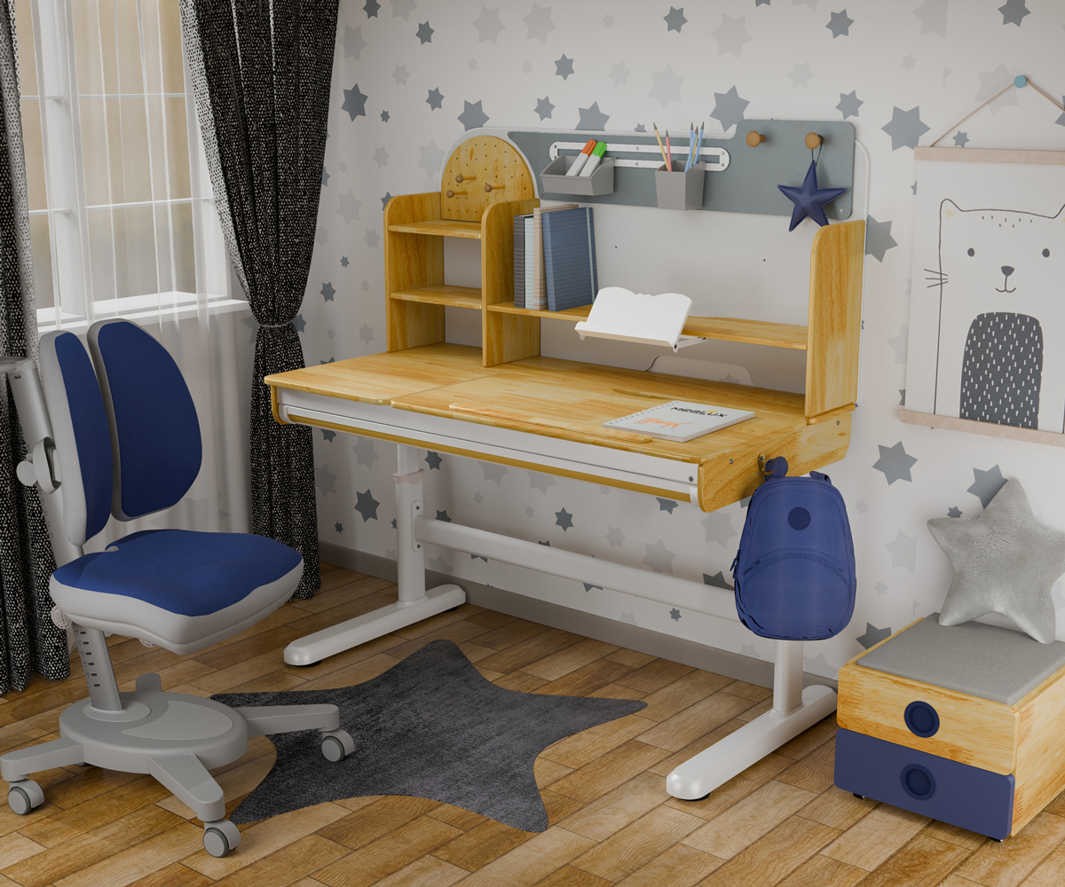 Комплект детский L Mealux Timberdesk Wood L Onyx Duo Синий, Синий (111471158) дешево