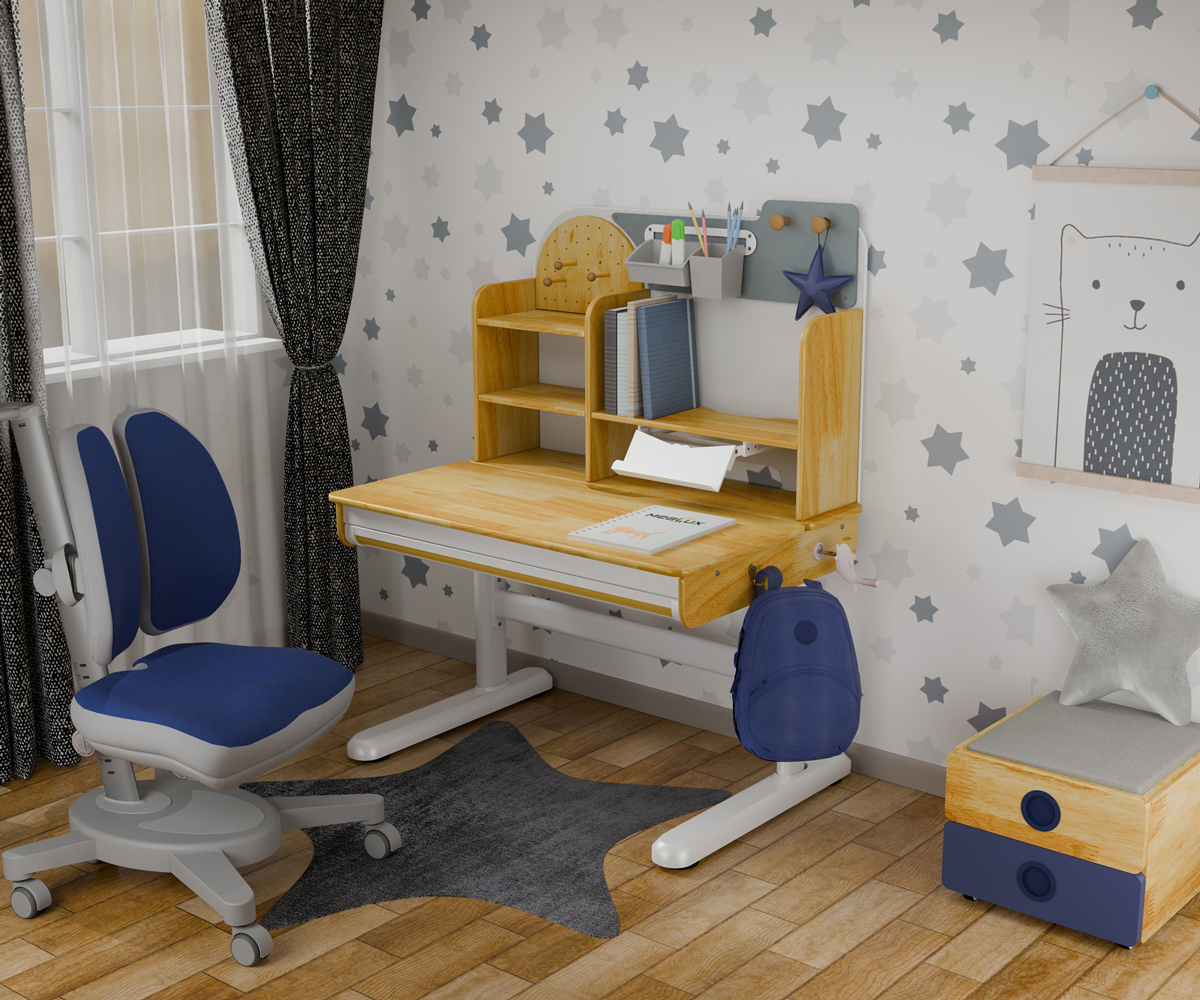 Комплект детский L Mealux Timberdesk Wood S Onyx Duo Синий, Голубой (111471138) дешево