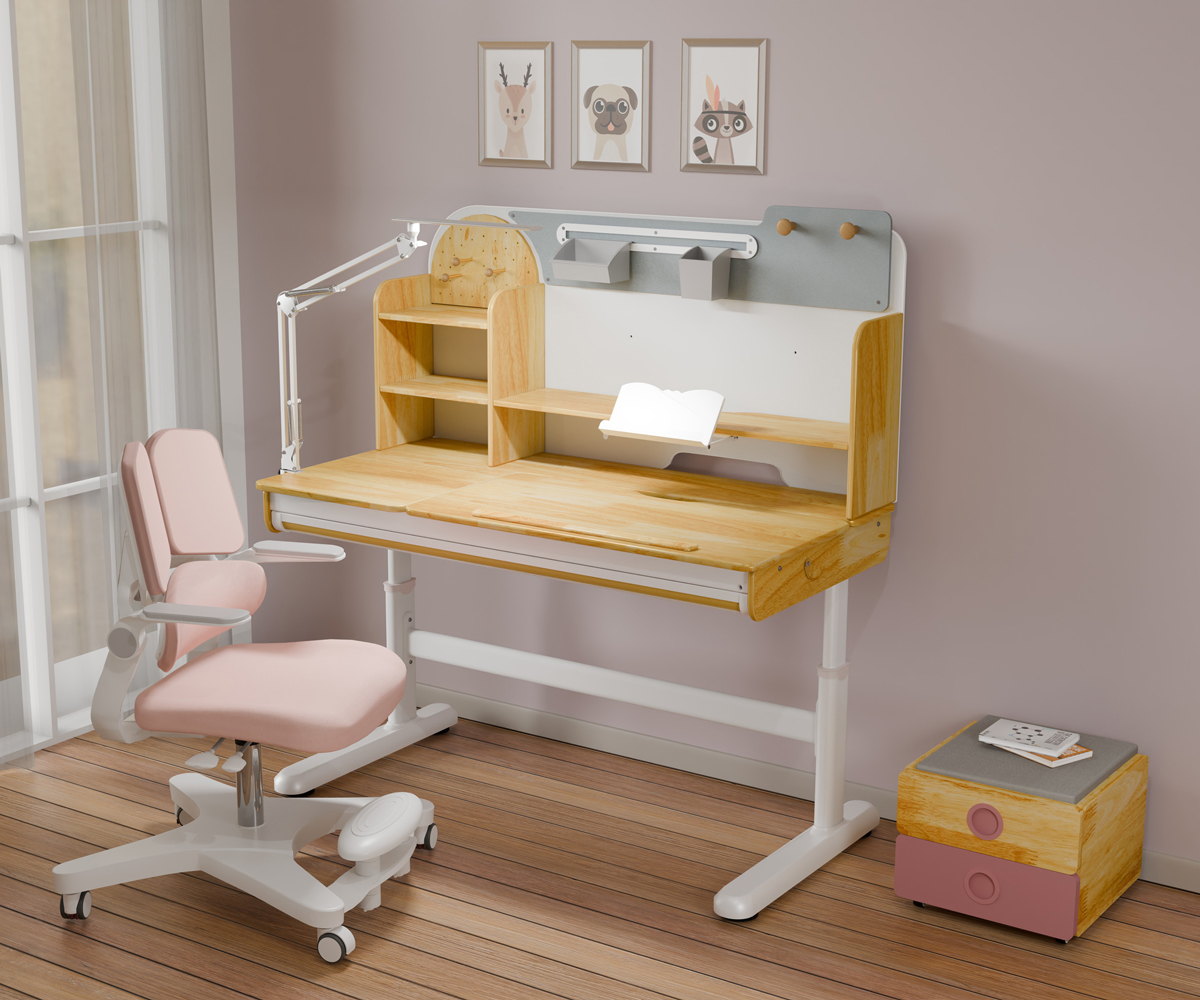 Комплект детский S Mealux Timberdesk L Дерево, Розовый (111474620) дешево