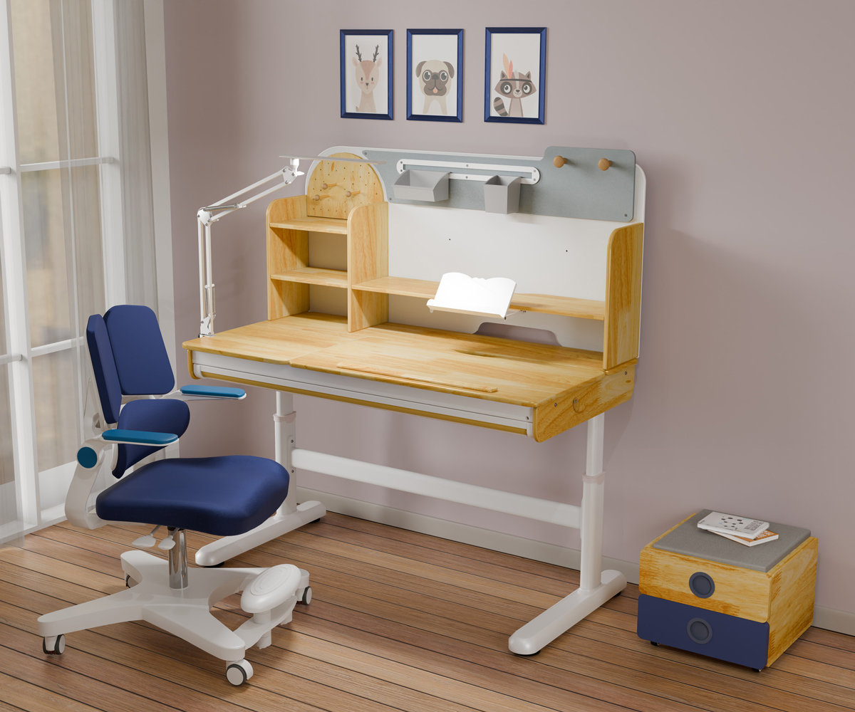 Комплект детский S Mealux Timberdesk L Дерево, Синий (111474619) дешево