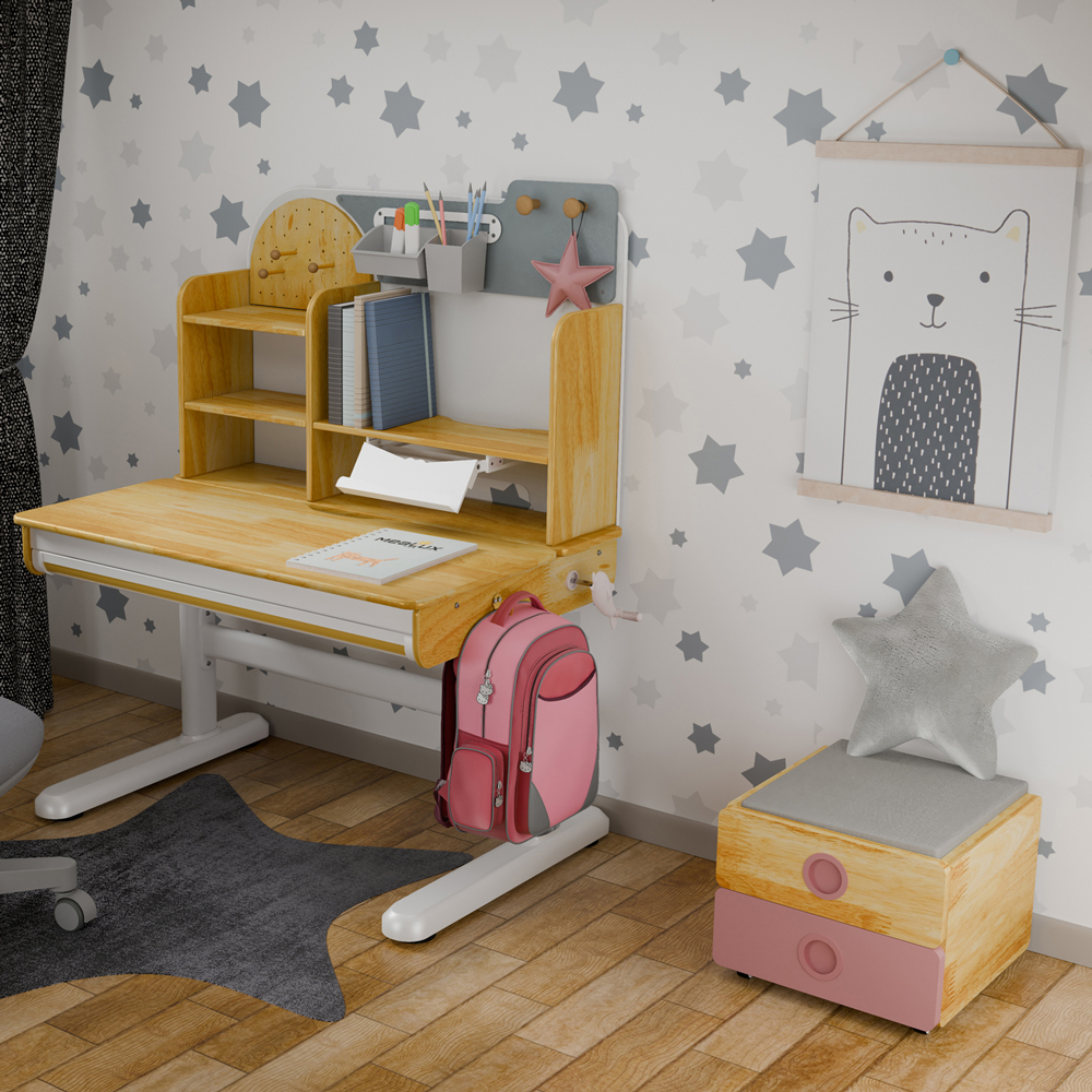 Комплект дитячий S Mealux Timberdesk S Дерево, Рожевий (111474628) дешево