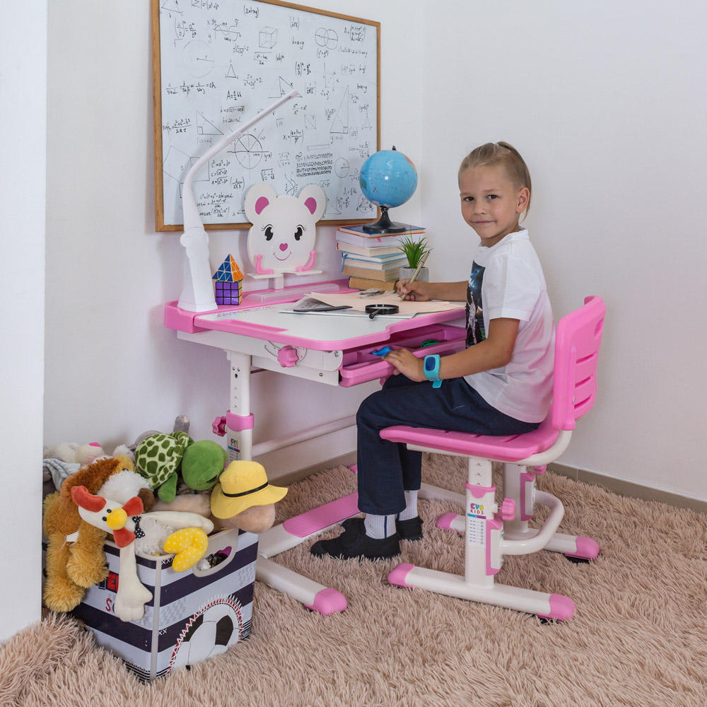 Комплект детский Evo-kids BD-04 XL Teddy с лампой Белый, Розовый (111474638) недорого