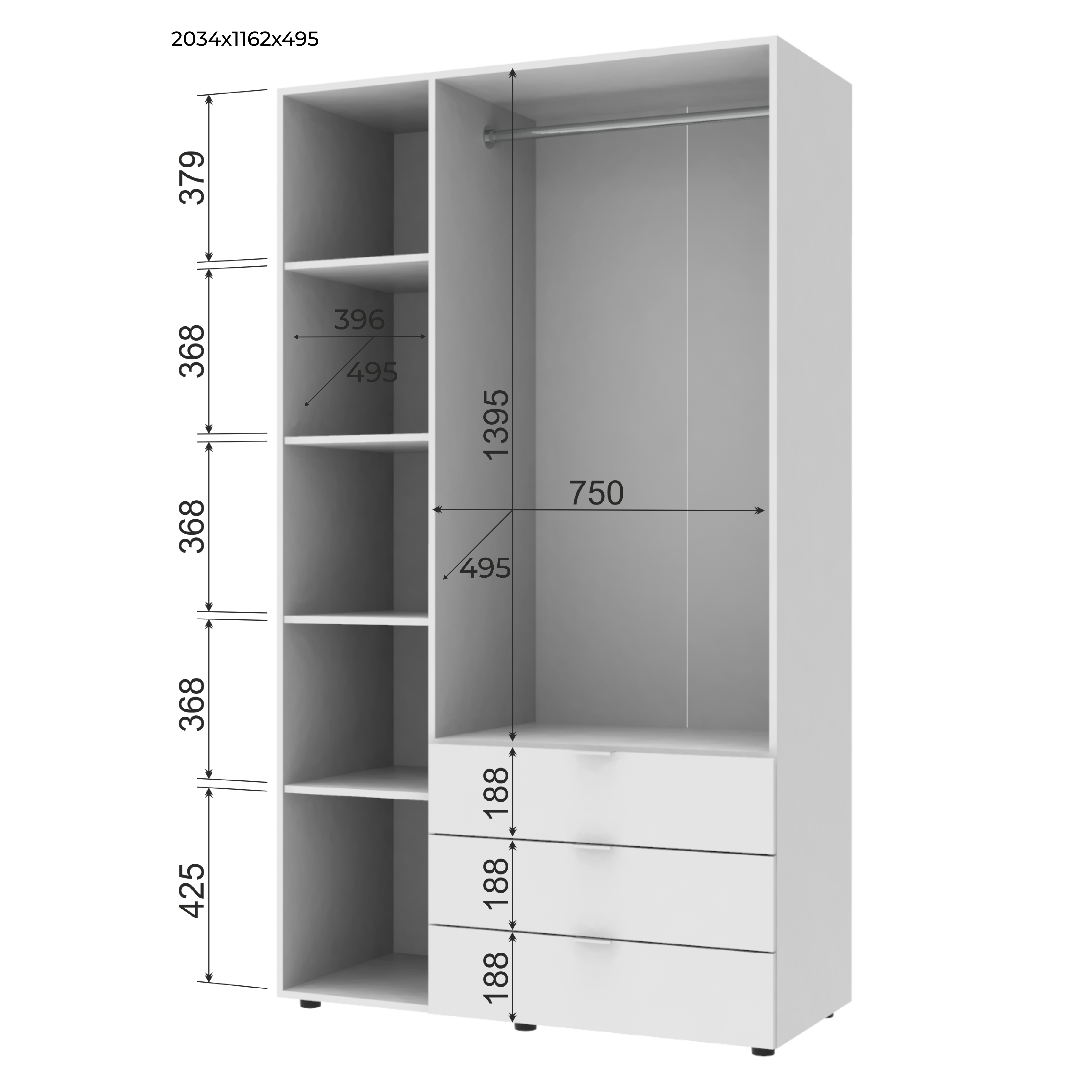 Комплект Шкафов Гелар 3+3 ДСП 232,4х49,5х203,4 Дуб сонома (1271275020) с доставкой