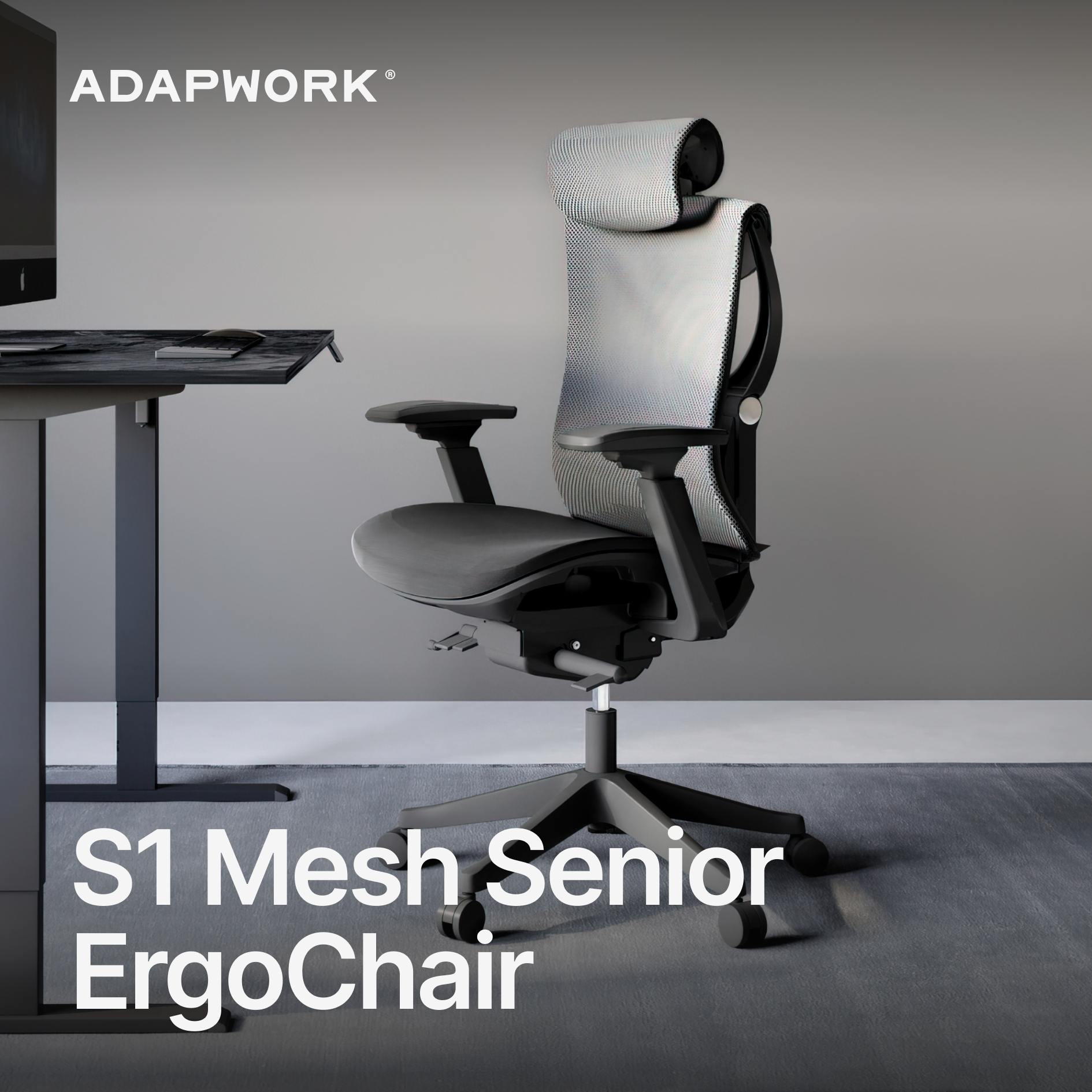 Кресло ADAPWORK S1 Mesh Senior ErgoChair Deep Black (1061485441) в Украине