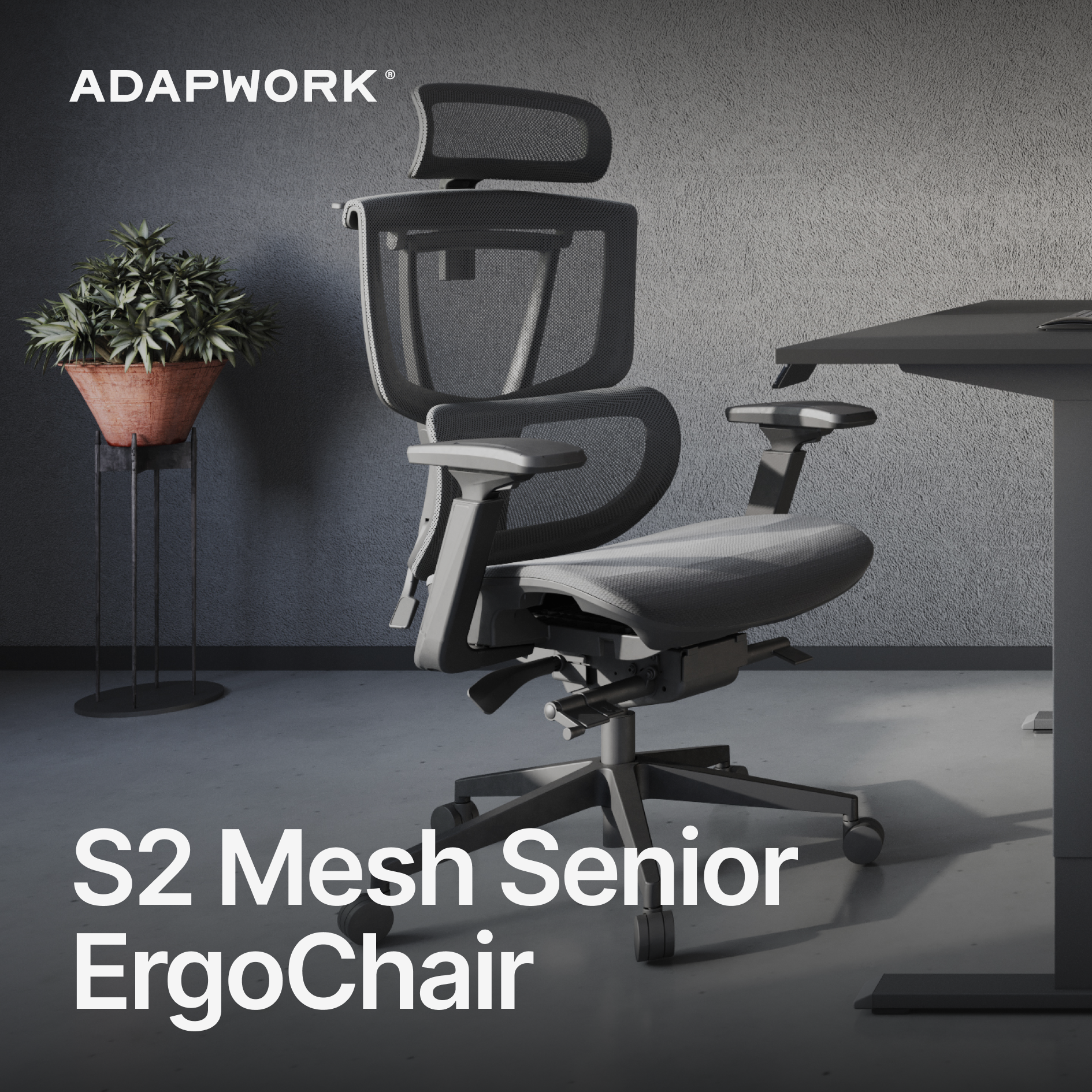 Кресло ADAPWORK S2 Mesh Senior ErgoChair Deep Black (1061485438) дешево