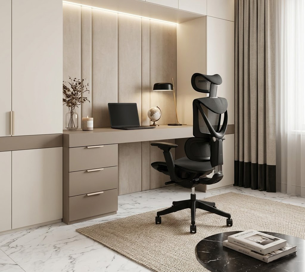 Крісло ADAPWORK S3 Mesh Senior ErgoChair Deep Black у вітальні